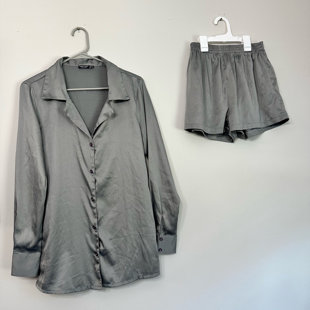 Nasty Gal Metallic Gray 3 piece Set